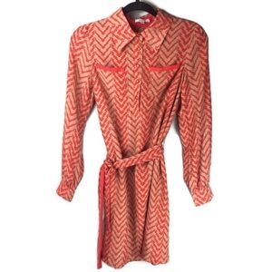 Jade Melody Tam Chevron Belted Shirtdress Sz Small